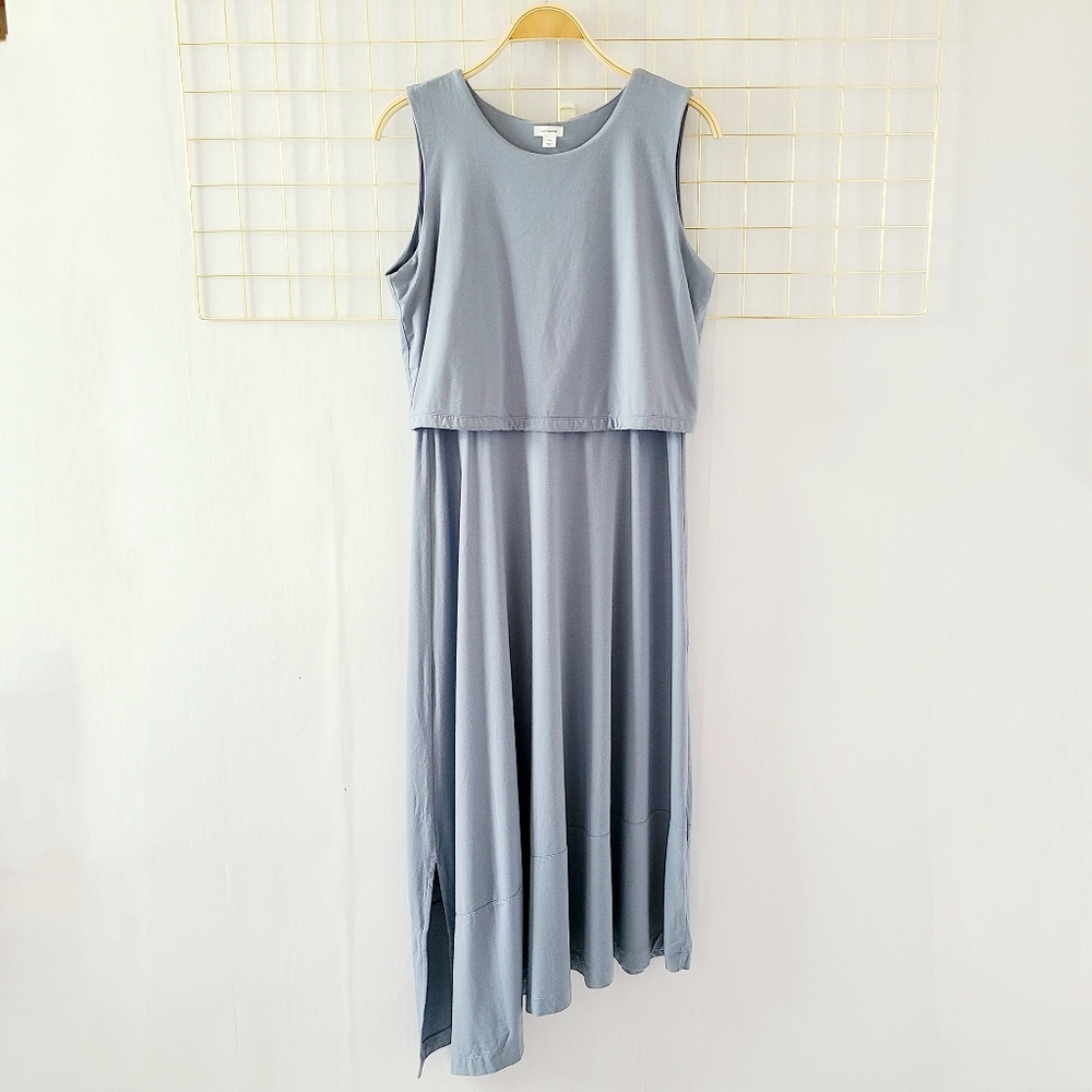 Cuyana Asymmetrical Blue Overlay Dress - Picture 2 of 12